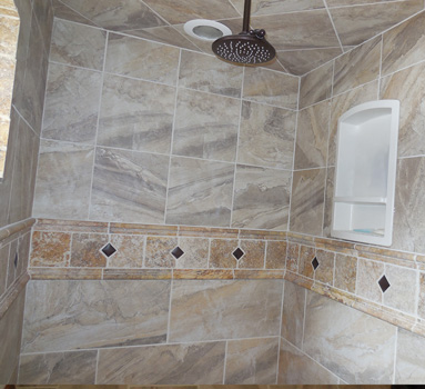Altecca Remodel Idaho City Idaho Bathroom shower rainforest shower head tile work thumbnail